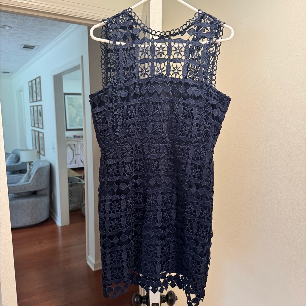 Lulu's Navy Crochet Lace Mini Dress